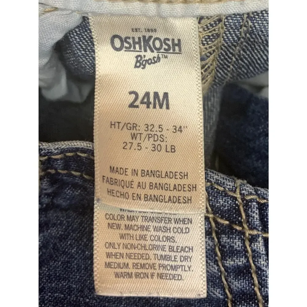 OSHKOSH B’GOSH Unisex Kids Jean Bib Overalls / Size: 24 Months